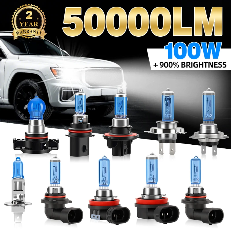 ჰალოგენური ავტომობილის ფარები 6000K ზეთეთრი H9 H13 9005 9006 9007 ავტომობილის ნისლის საწინააღმდეგო ფარები