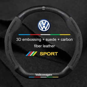 Car Anti-Slip Suede Steering Wheel Cover For Volkswagen Passat Golf GTI Beetle Tiguan Touareg Polo T-ROC ID.3 ID.4 Jetta T-Cross