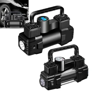 12V 150PSI Car Air Compressor Dual Cylinder Heavy Duty Tire Inflator with Pressure Gauge Electric Air Pump Auto Inflatable Pump