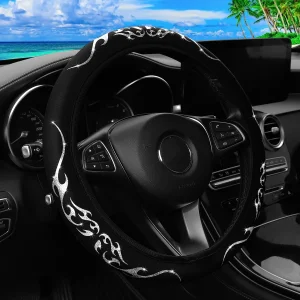 A pink silver bright Totem cloth car without inner ring steering wheel cover for 15 "car interior suitable for men and women