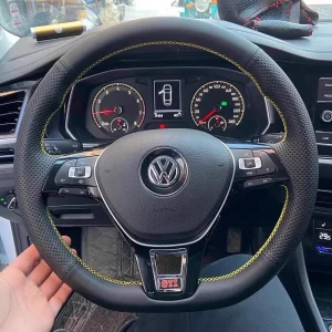 Car Steering Wheel Braid Cover Black Artificial Leather For Volkswagen VW Golf 7 Mk7 Touran Up New Polo Jetta Passat B8 Tiguan